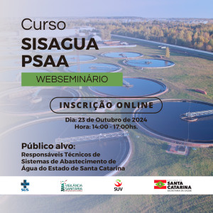 Treinamento para uso do SISAGUA / PSAA – 23 de outubro